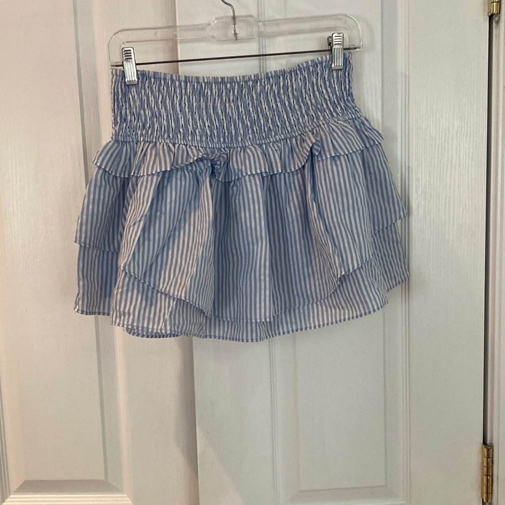 DO+BE Blue Striped Ruffle Skirt Size M